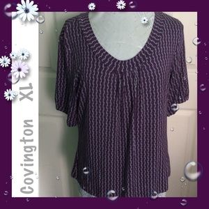 Covington Short Sleeve V Neck Zig Zag Top